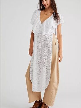 NWOT Free People Waterfall Maxi Top/Dress with Ruffle V-Neck